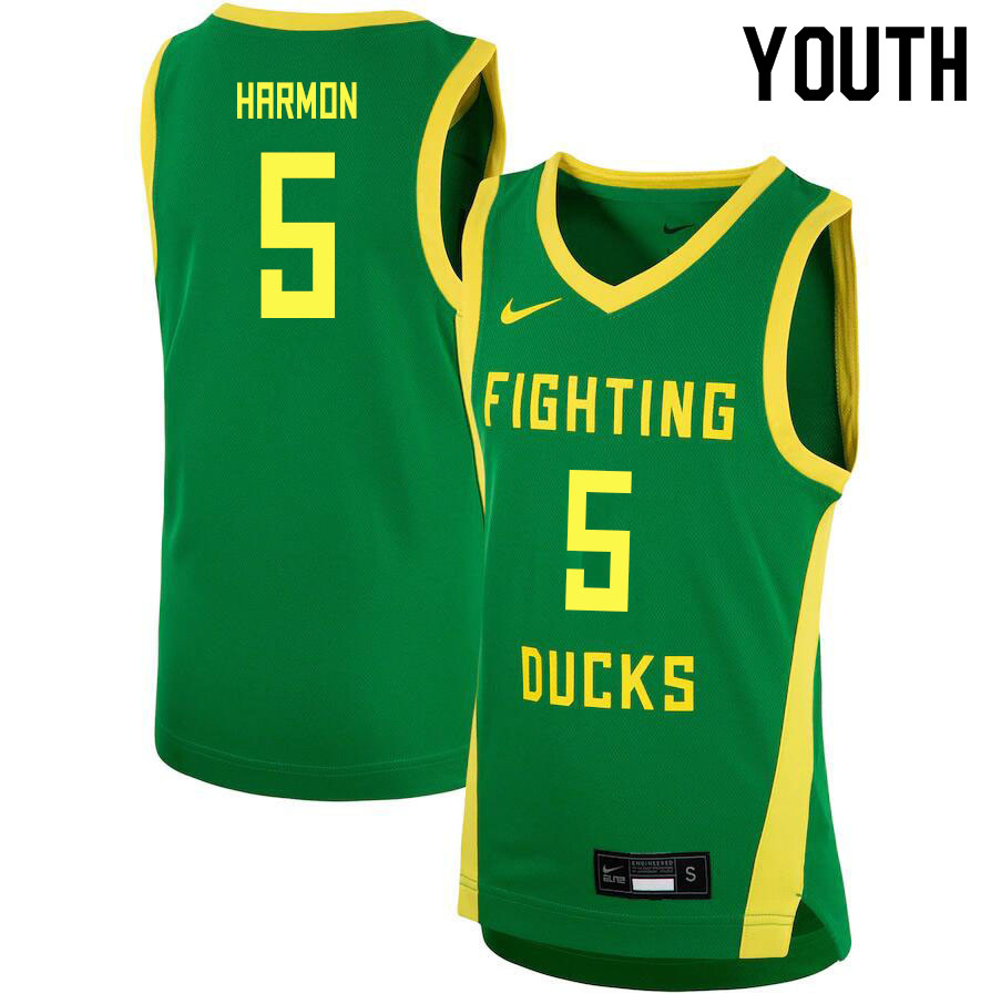 Youth # #5 De'Vion Harmon Oregon Ducks College Basketball Jerseys Sale-Green